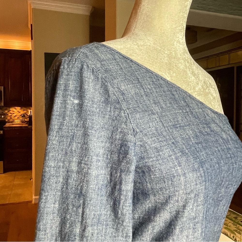 Theory Ulrika B Chambray Denim One Shoulder Dress Size 00 - Picture 8 of 10